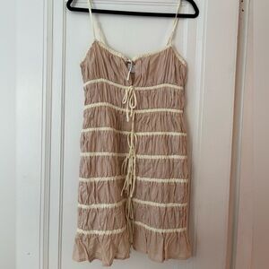Tan and Cream Striped Sundress